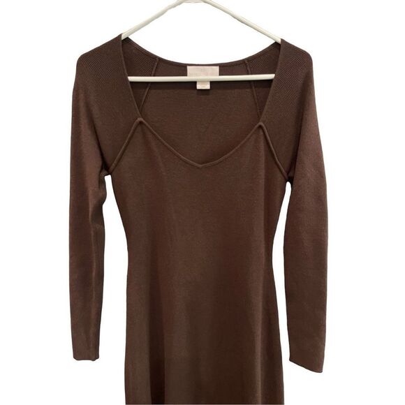Rachel Parcell Womens Brown Sweetheart Rib Knit Long Sleeve Midi Dress Small - Picture 6 of 7